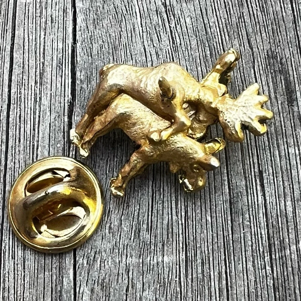 Vintage Ballou Reg'd Tiny Moose Pin Mating Moose Naughty Moose RARE Humping
